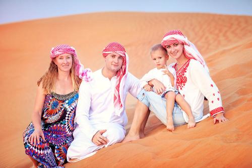 Family in Dubai Desert